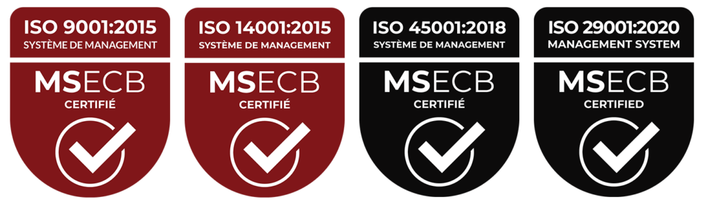 ISO 9001 · ISO 14001 · ISO 45001 · ISO 29001